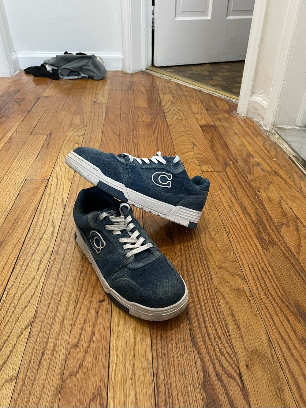 Coach Men's Navy and White Low-Top Sneakers